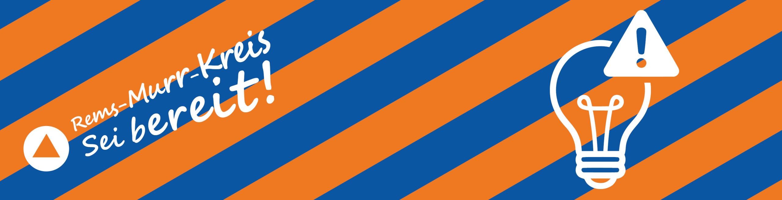 Abwechselnd blaue und orangefarbene Streifen mit Glühbirnen-Symbol