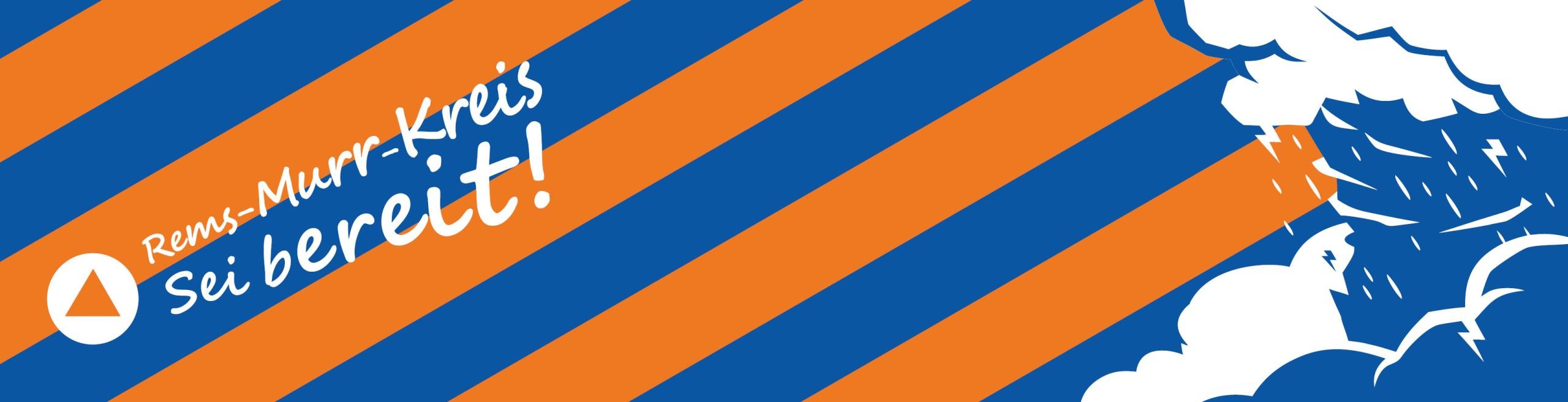 Abwechselnd blaue und orangefarbene Streifen mit Gewitterwolken, Regen und Blitz