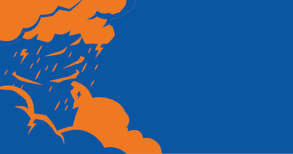 Unwetterwolken, Regen und Blitz