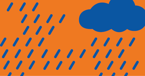 Blaue Regenwolke auf orangefarbenen Hintergrund